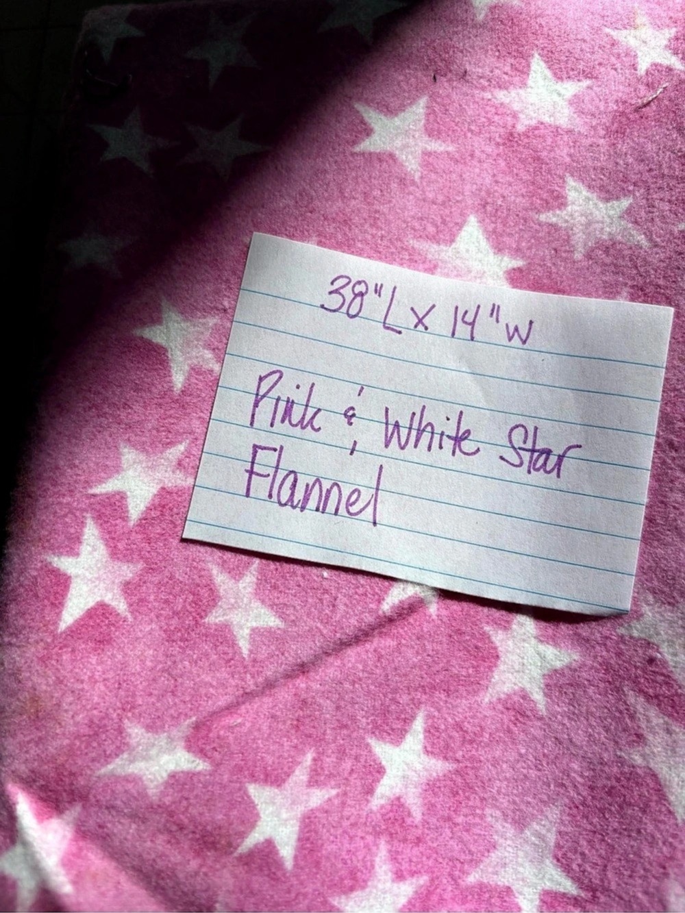 Pink & White Star Flannel Fabric Remnant